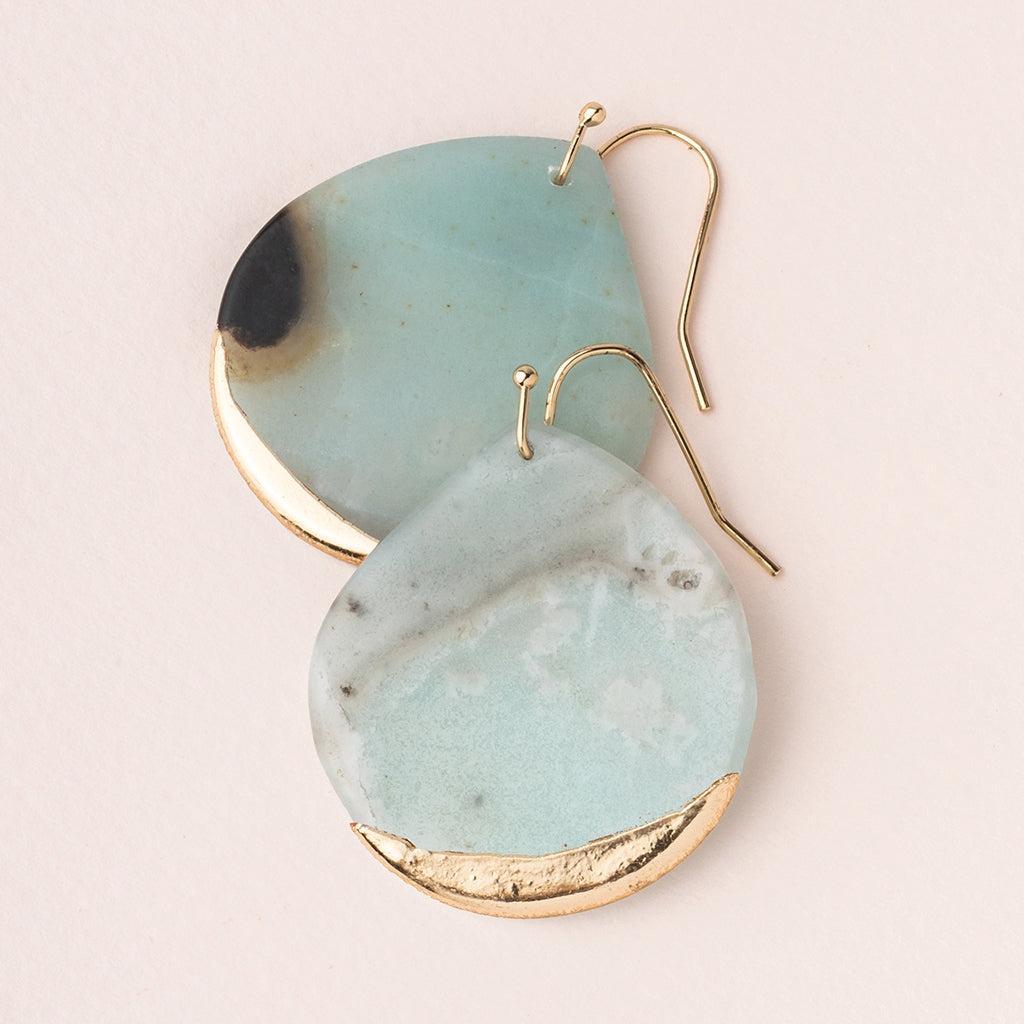 Stone Dipped Teardrop Earring - Amazonite/Gold