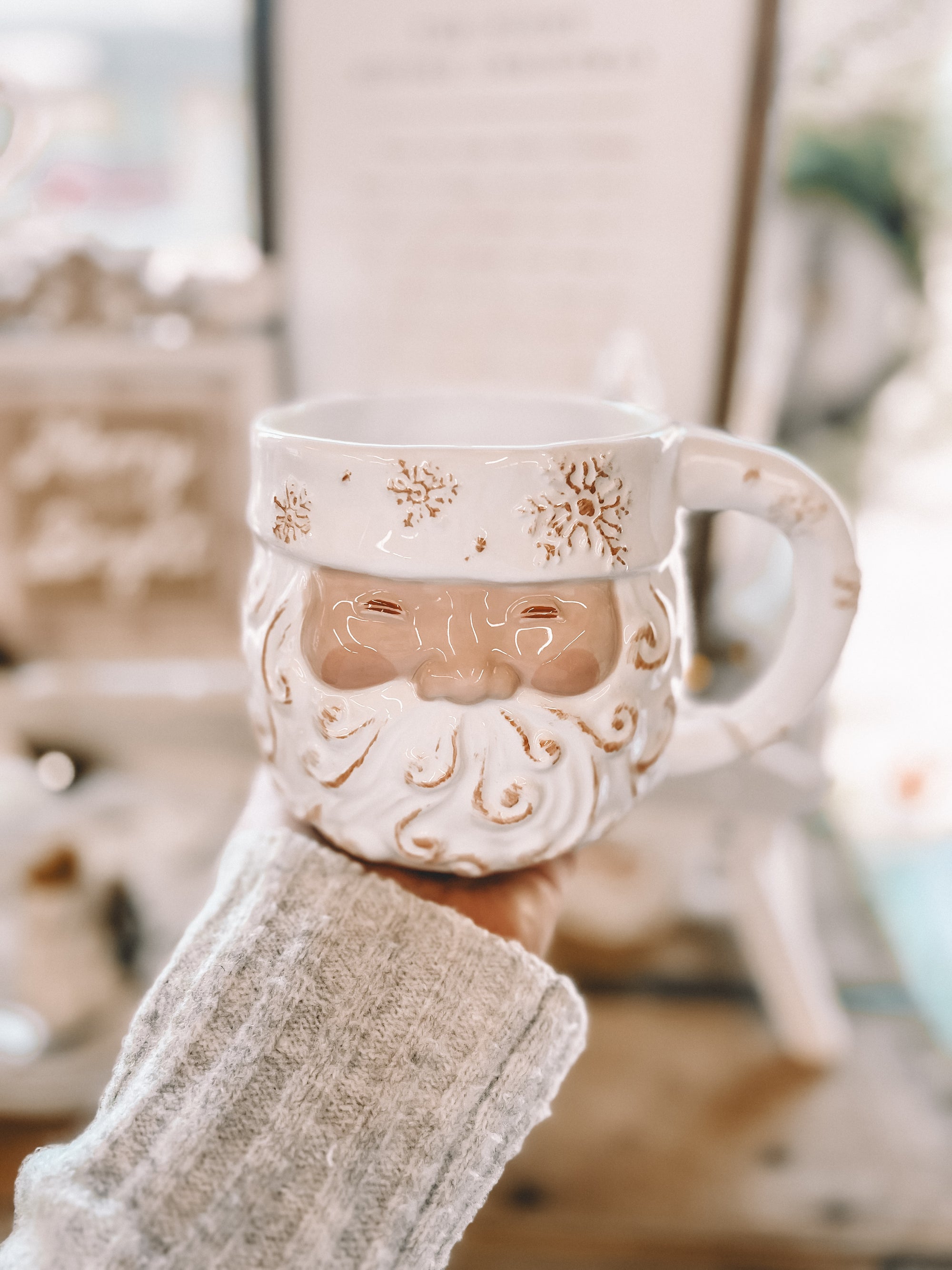 Vintage White Santa Mug