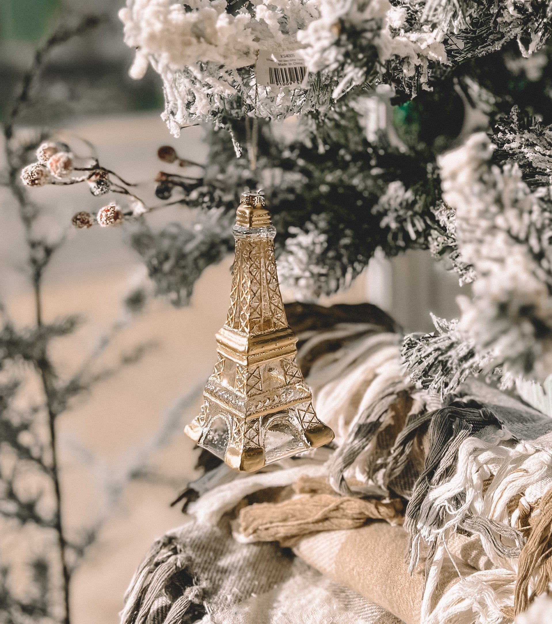 Eiffel Tower Glass Ornament