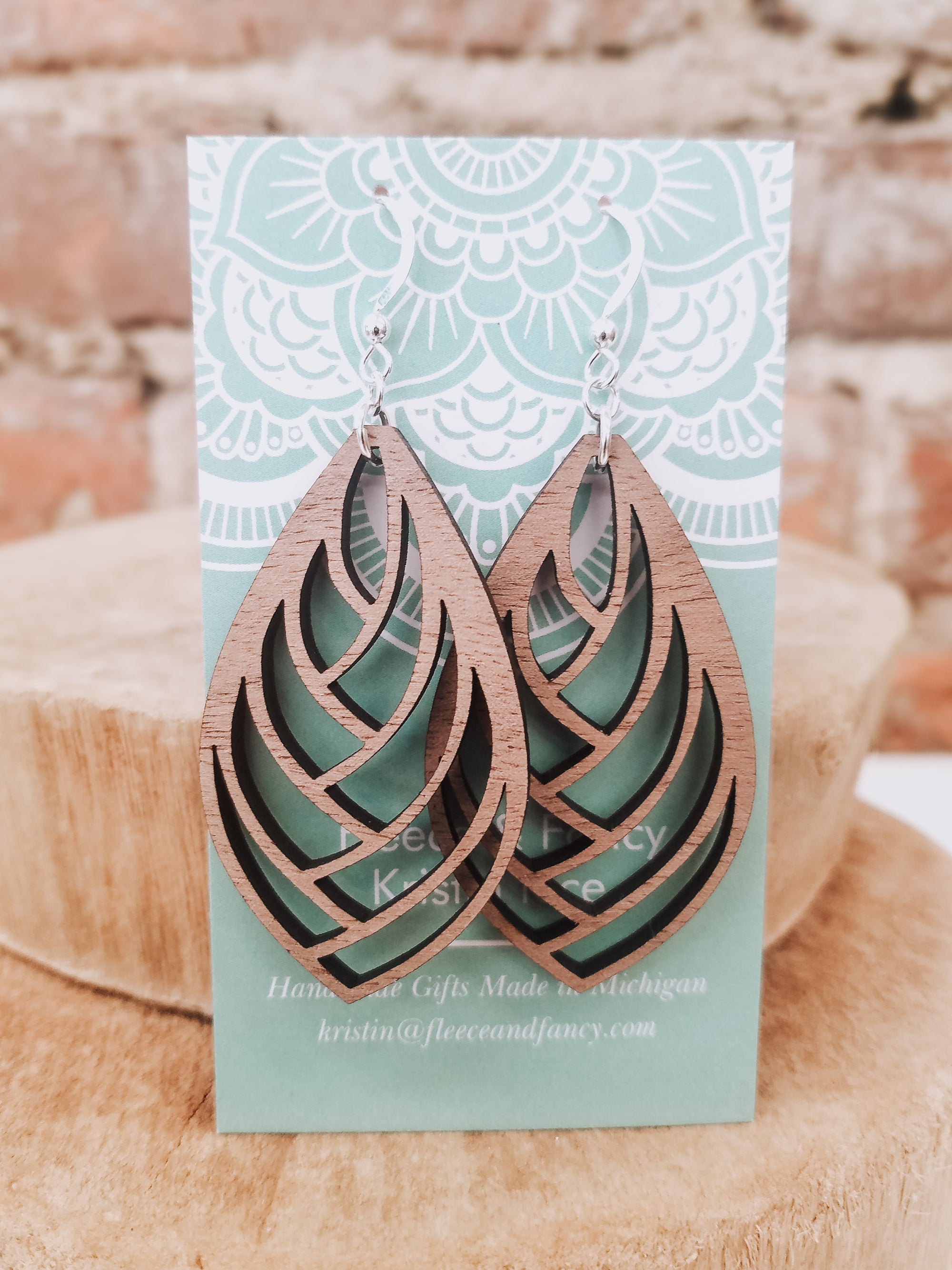 Swoop Pinecone Wooden Earrings