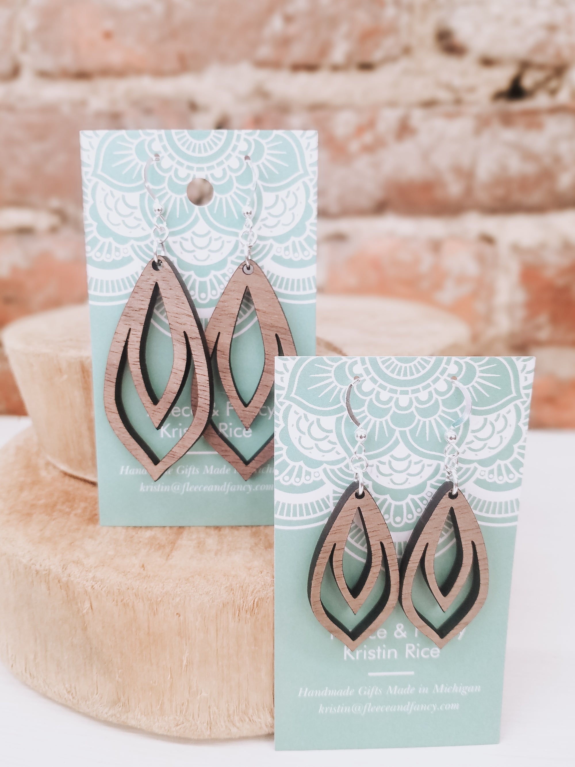 Pointed Pinecone Wooden Earrings