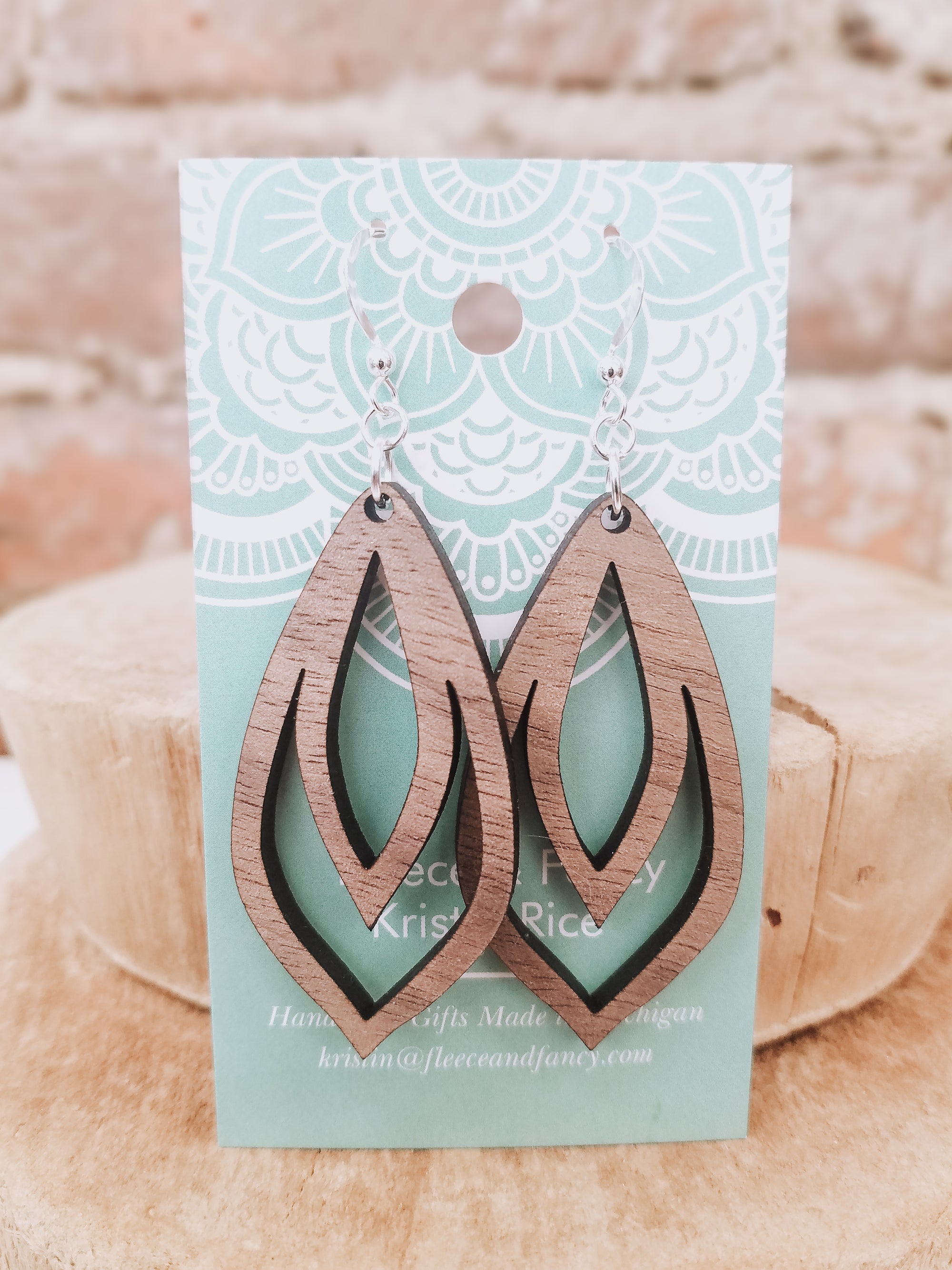 Pointed Pinecone Wooden Earrings