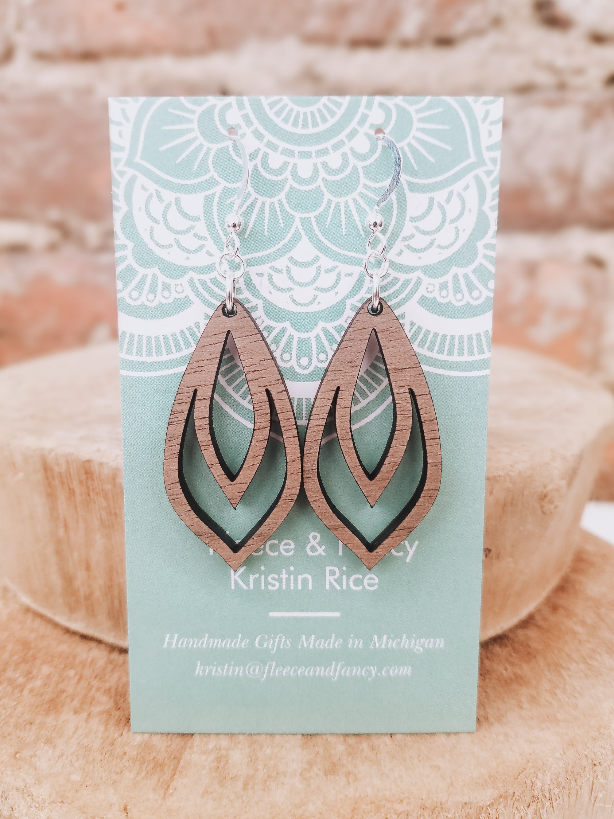 Pointed Pinecone Wooden Earrings