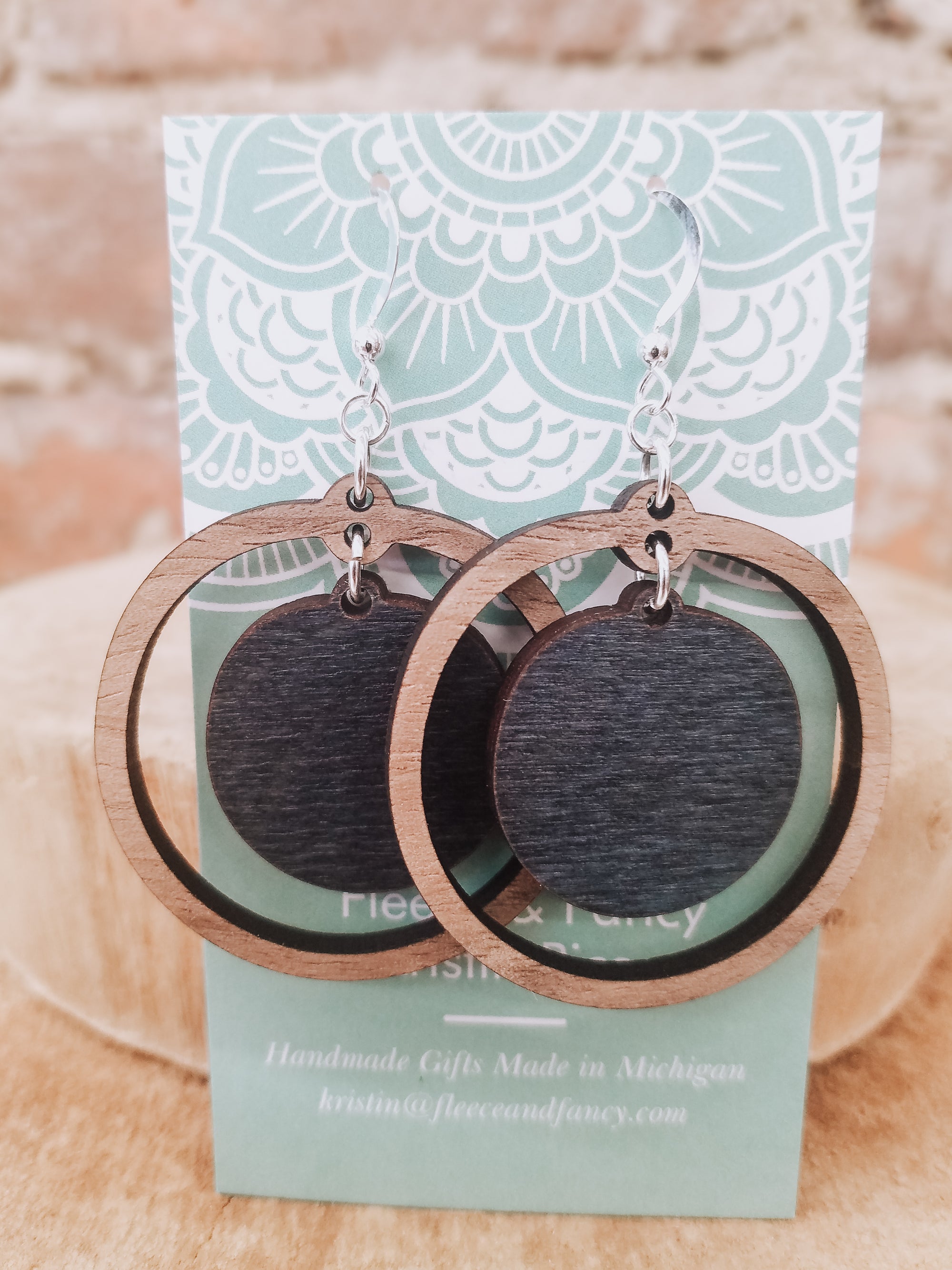 Double Circle Dyed Wooden Earrings