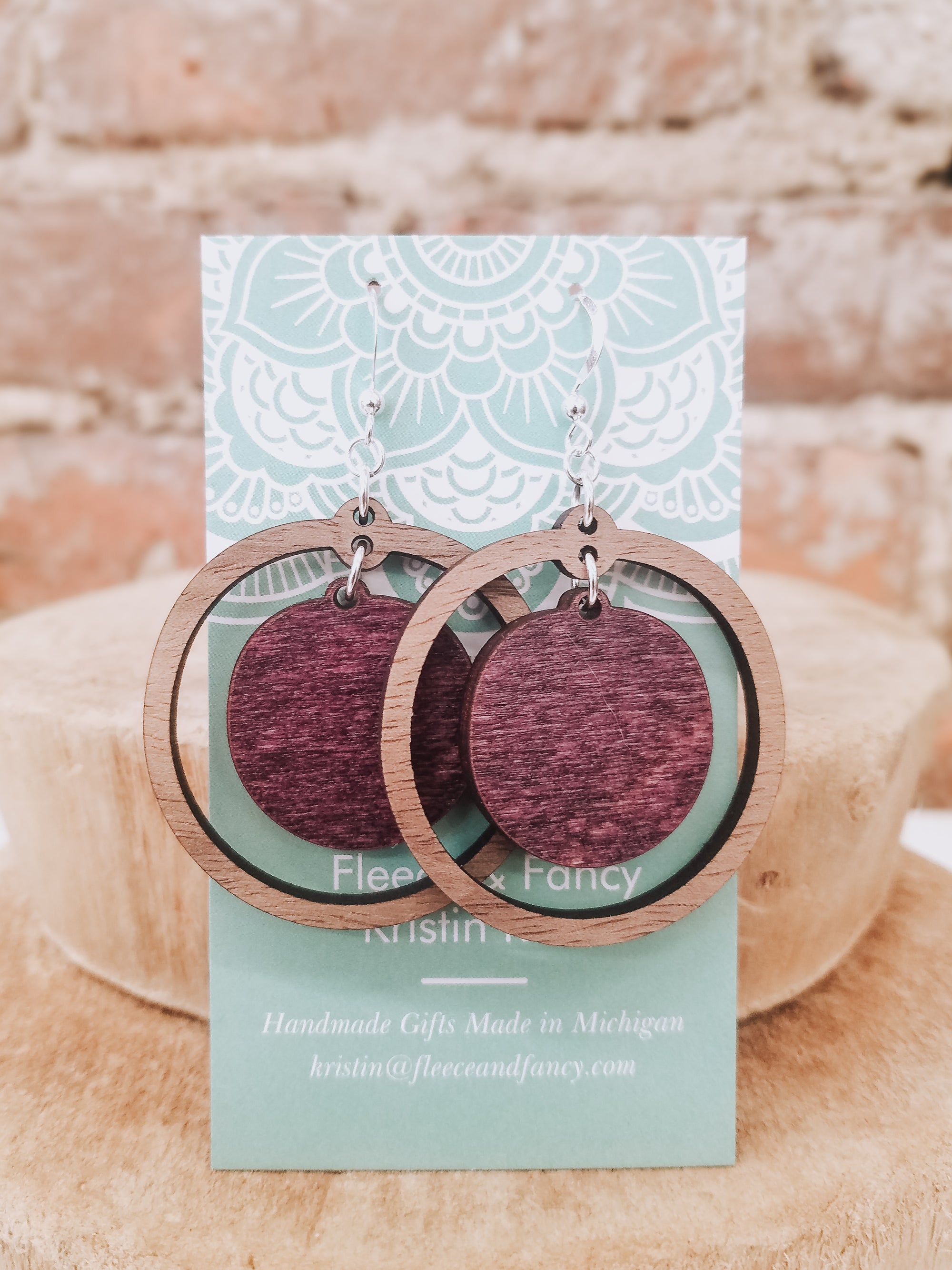 Double Circle Dyed Wooden Earrings