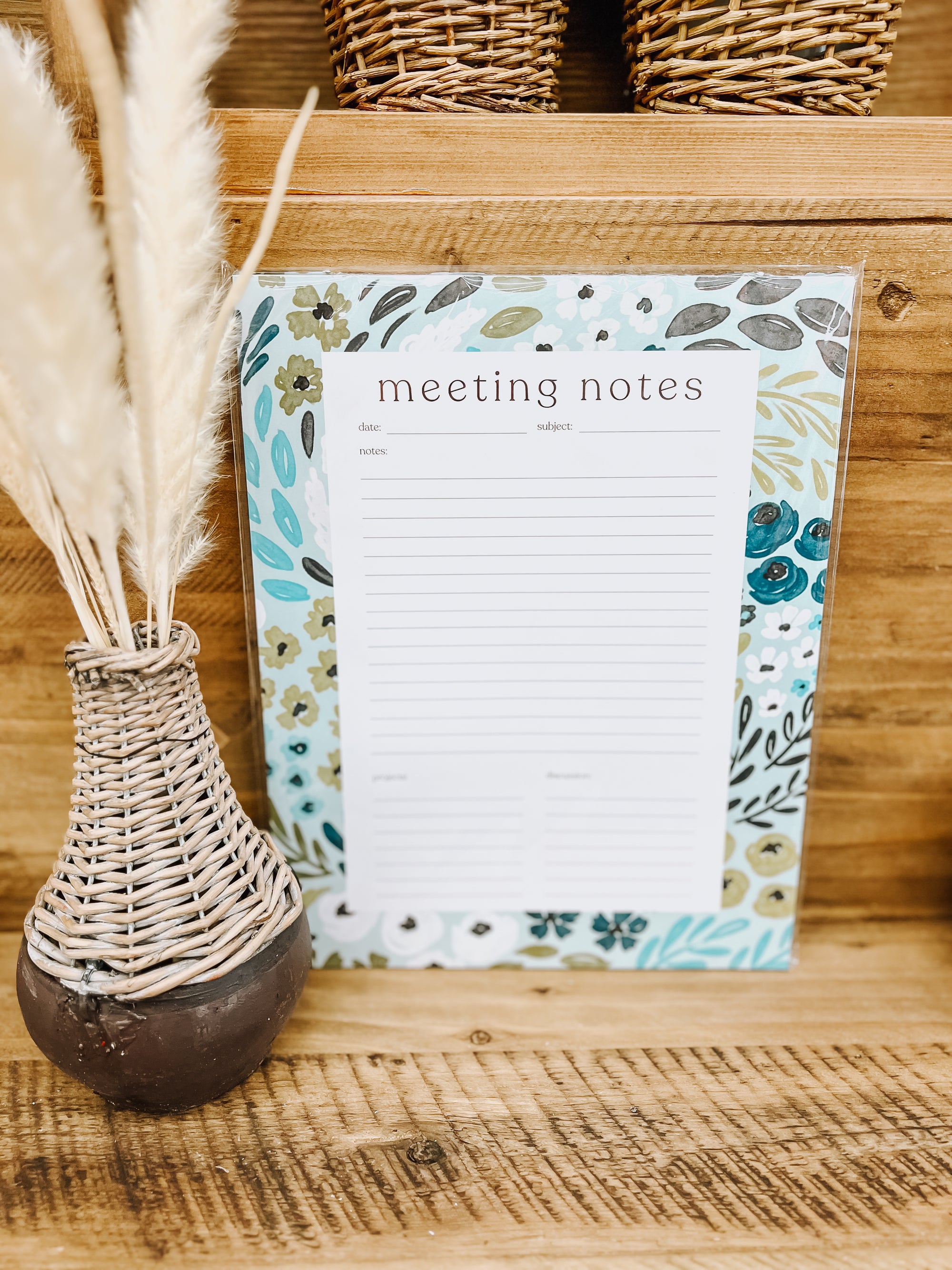 Waterfall Floral Meeting Notepad, 11x8.5