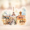 Watercolor Paris Scene Sticker