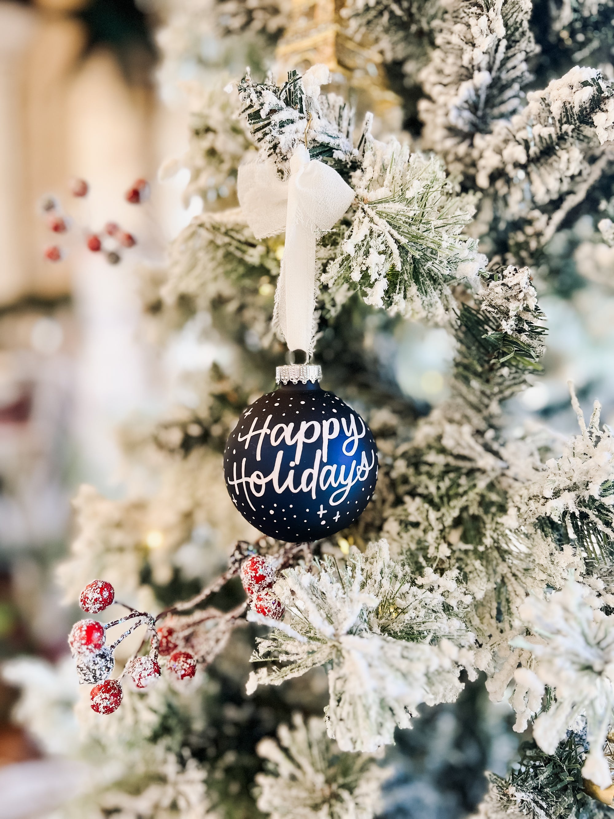 Happy Holidays Hand Lettered Ornament