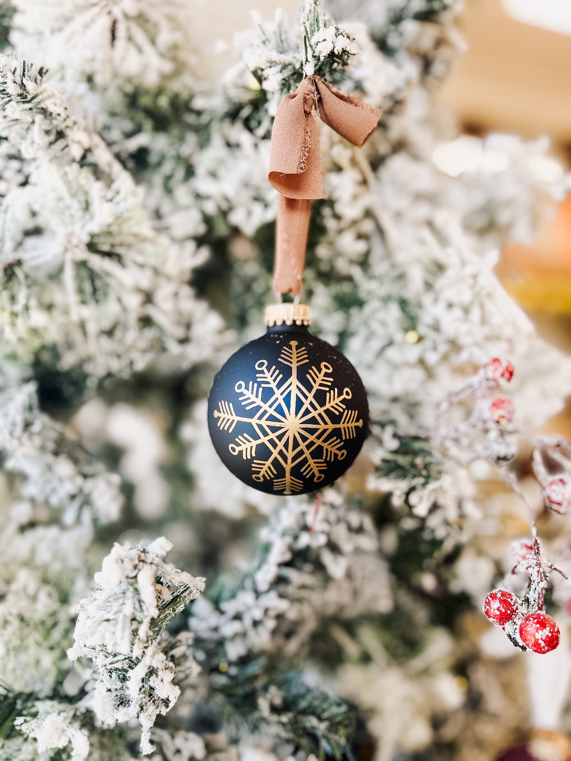 Merry Christmas Hand Lettered Ornament, Blue