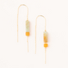 Rectangle Stone Earring - Amazonite/Amber/Gold