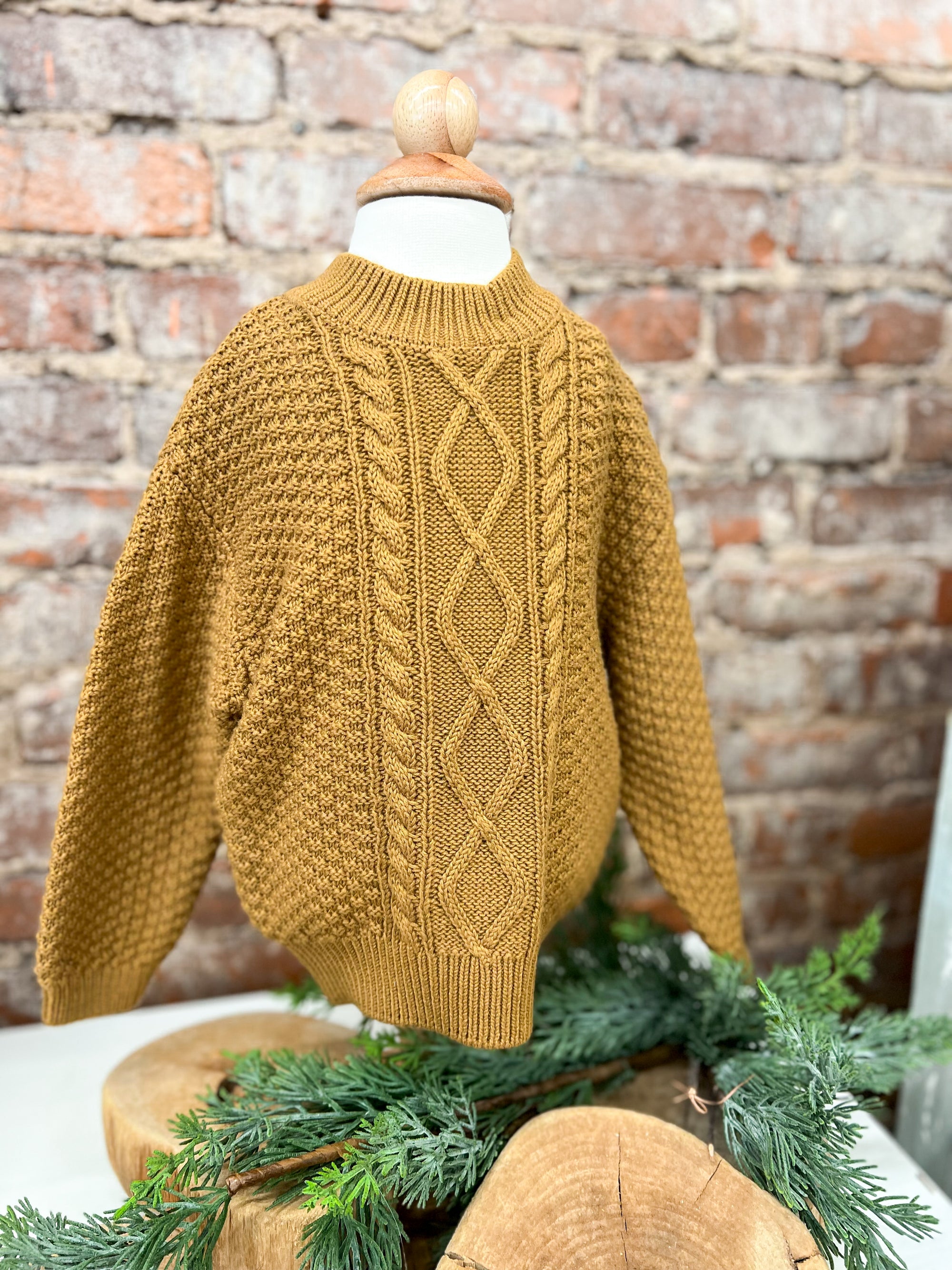 Quincy Mae Soft Cotton Knit Sweater, Gold
