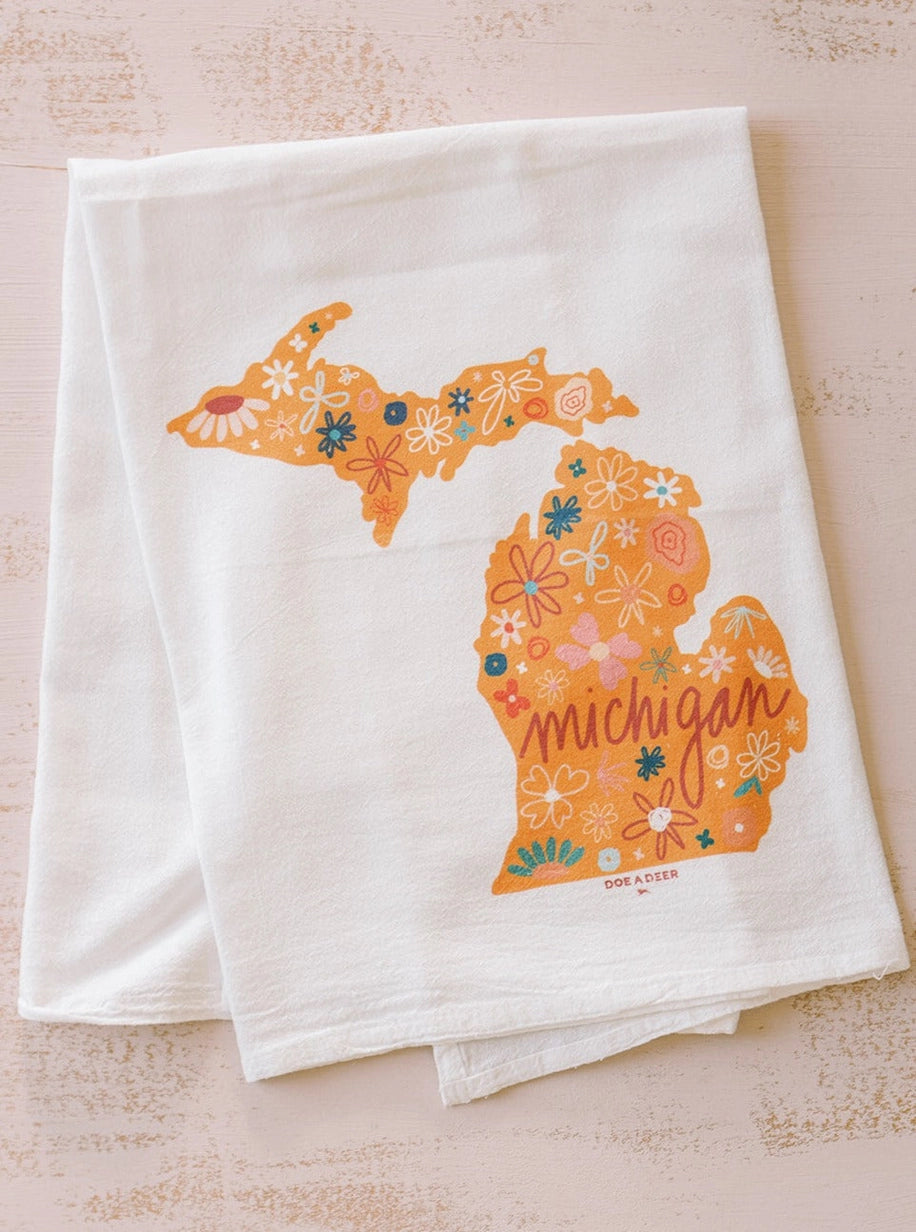 Michigan Floral Kitchen Flour Sack Towel