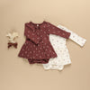 Quincy Mae Maroon Floral Pointelle Romper